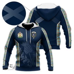 ScotsTee Shop Scottish Balfour Blue Clan Scottish Crest and Scottish Thistle Sport Tartan Hoodie