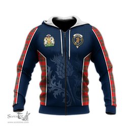 ScotsTee Shop Scottish Binning Clan Scottish Crest and Scottish Thistle Sport Tartan Hoodie