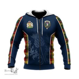 ScotsTee Shop Scottish Buchanan Clan Scottish Crest and Scottish Thistle Sport Tartan Hoodie
