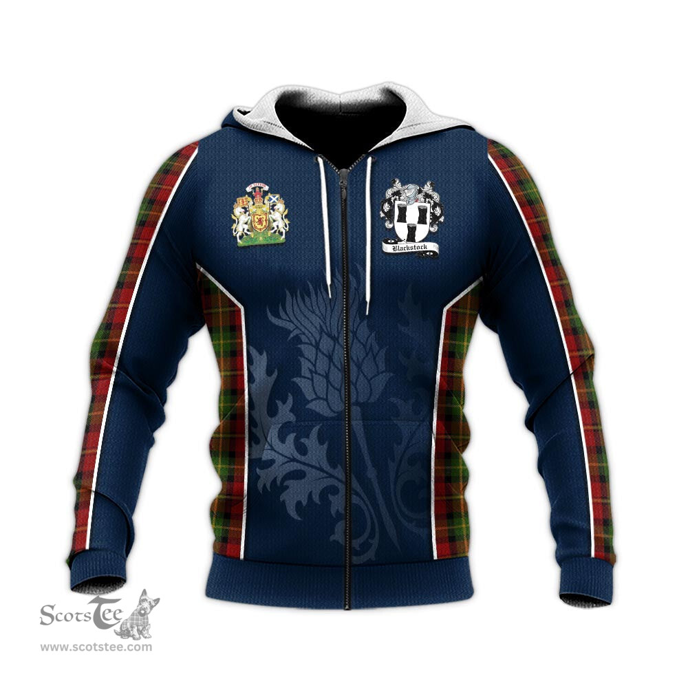 ScotsTee Shop Scottish Blackstock Red Dress Clan Scottish Crest and Scottish Thistle Sport Tartan Hoodie