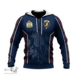 ScotsTee Shop Scottish Allison Red Clan Scottish Crest and Scottish Thistle Sport Tartan Hoodie
