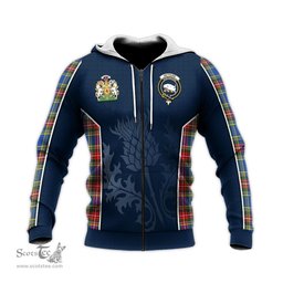 ScotsTee Shop Scottish Bethune Clan Scottish Crest and Scottish Thistle Sport Tartan Hoodie