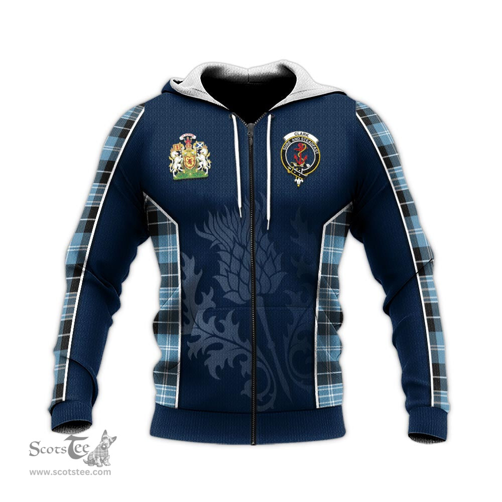 ScotsTee Shop Scottish Clark Ancient Clan Scottish Crest and Scottish Thistle Sport Tartan Hoodie