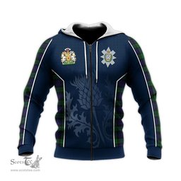 ScotsTee Shop Scottish Black Watch Clan Scottish Crest and Scottish Thistle Sport Tartan Hoodie