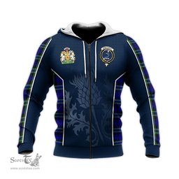 ScotsTee Shop Scottish Arbuthnot Modern Clan Scottish Crest and Scottish Thistle Sport Tartan Hoodie