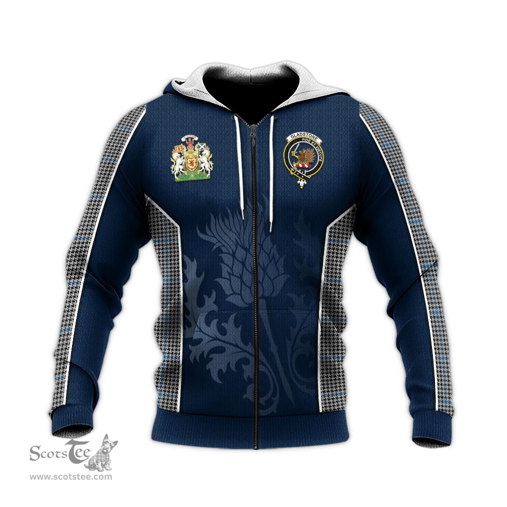 ScotsTee Shop Scottish Gladstone Clan Scottish Crest and Scottish Thistle Sport Tartan Hoodie