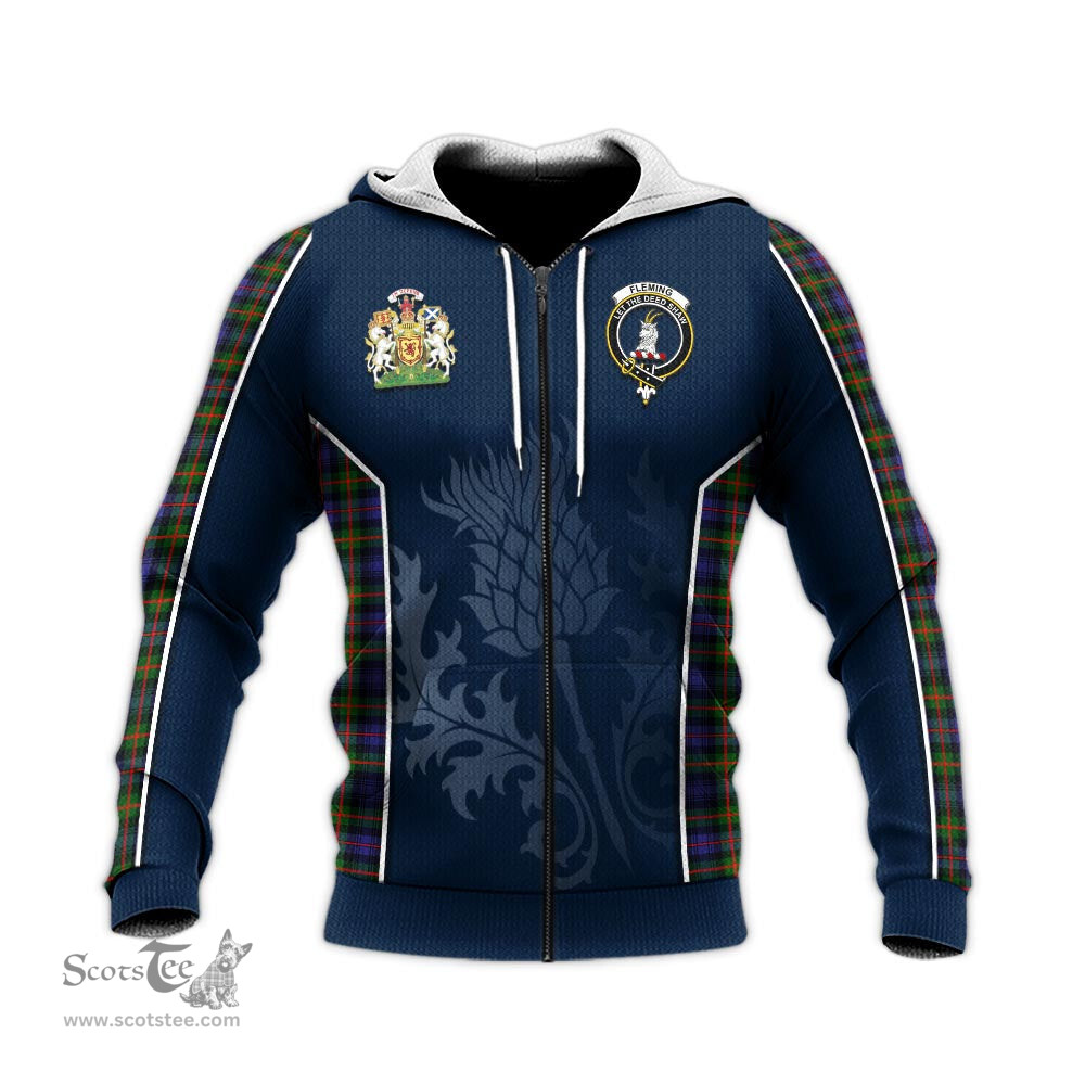 ScotsTee Shop Scottish Fleming Clan Scottish Crest and Scottish Thistle Sport Tartan Hoodie