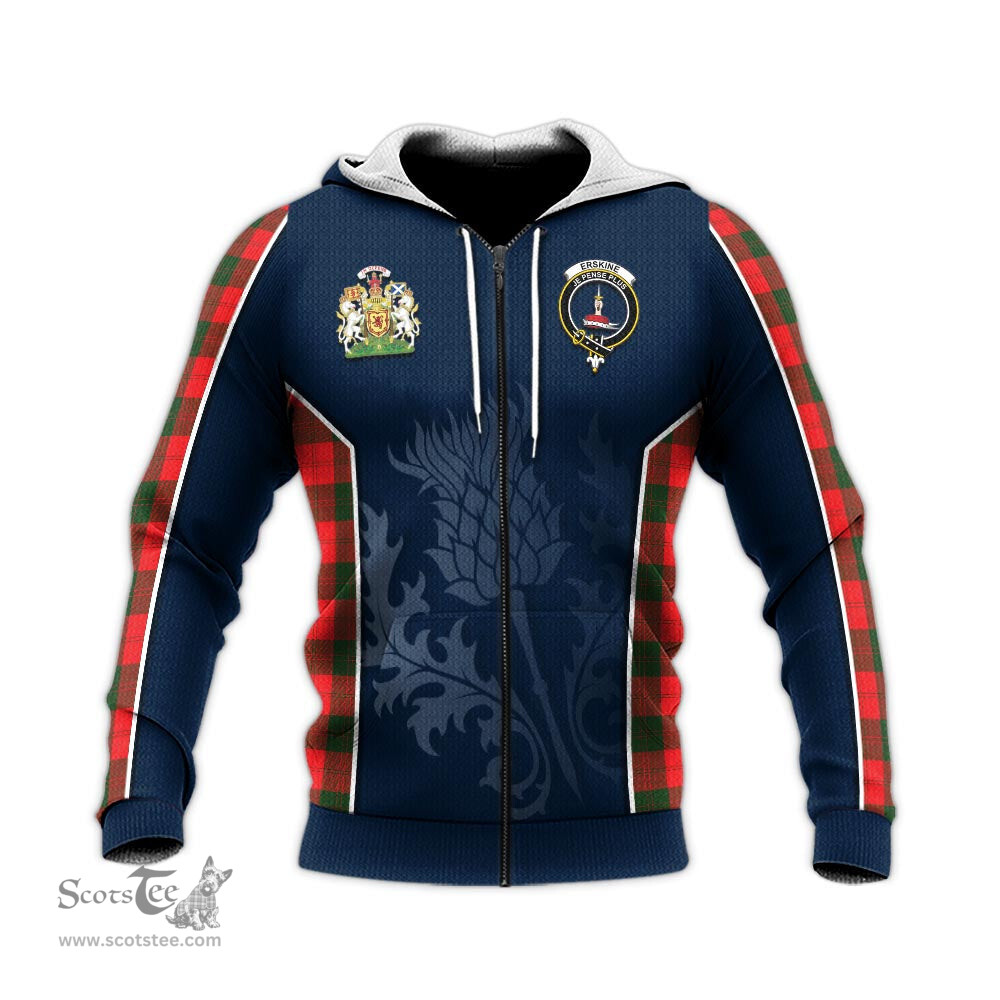ScotsTee Shop Scottish Erskine Modern Clan Scottish Crest and Scottish Thistle Sport Tartan Hoodie