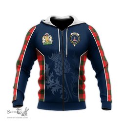 ScotsTee Shop Scottish Erskine Modern Clan Scottish Crest and Scottish Thistle Sport Tartan Hoodie