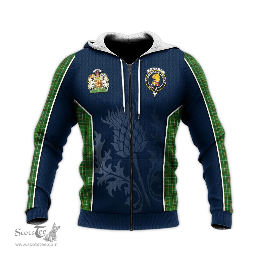 ScotsTee Shop Scottish Forrester or Foster Hunting Clan Scottish Crest and Scottish Thistle Sport Tartan Hoodie