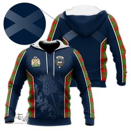 ScotsTee Shop Scottish Grierson Clan Scottish Crest and Scottish Thistle Sport Tartan Hoodie