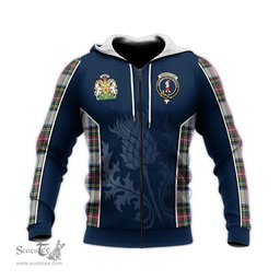 ScotsTee Shop Scottish Dennistoun Clan Scottish Crest and Scottish Thistle Sport Tartan Hoodie