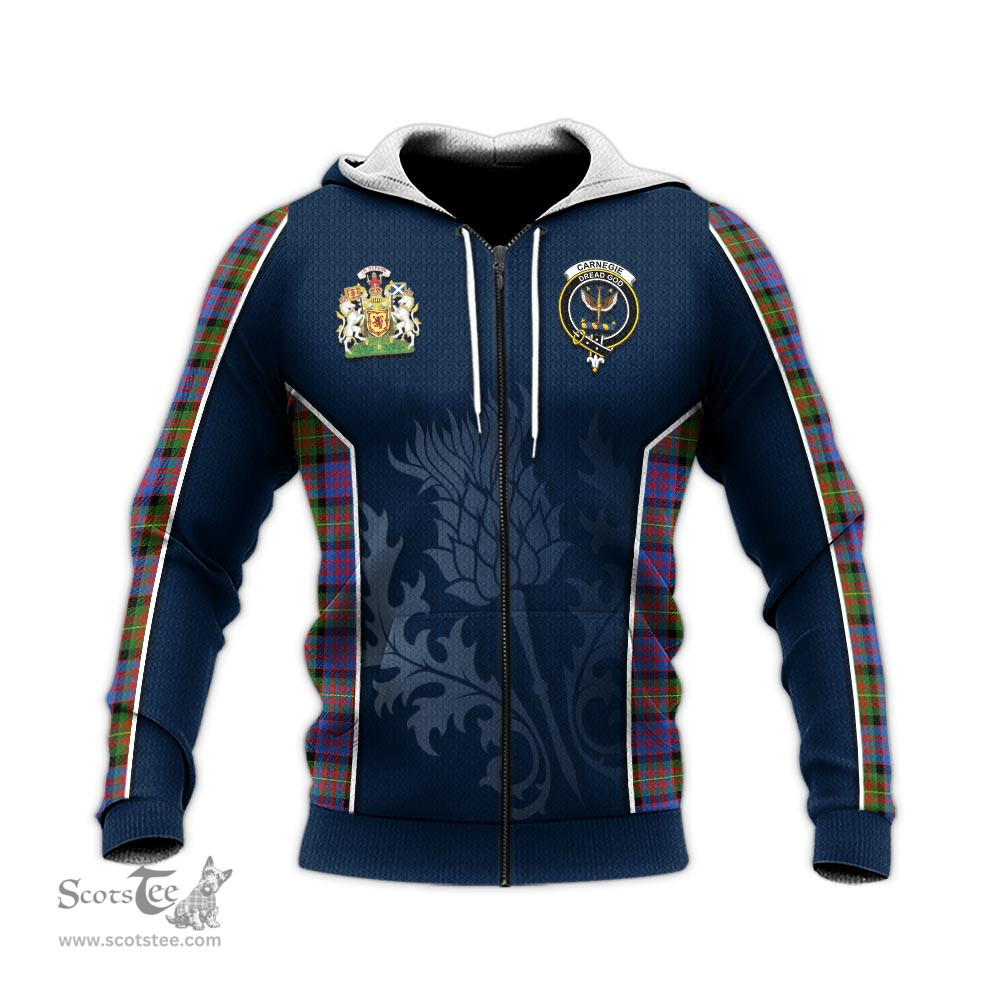 ScotsTee Shop Scottish Carnegie Ancient Clan Scottish Crest and Scottish Thistle Sport Tartan Hoodie