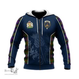 ScotsTee Shop Scottish Cameron of Erracht Modern Clan Scottish Crest and Scottish Thistle Sport Tartan Hoodie