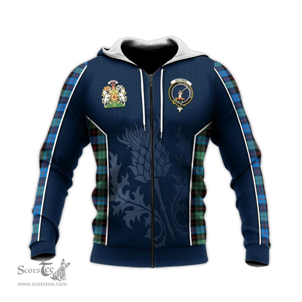 ScotsTee Shop Scottish Guthrie Ancient Clan Scottish Crest and Scottish Thistle Sport Tartan Hoodie