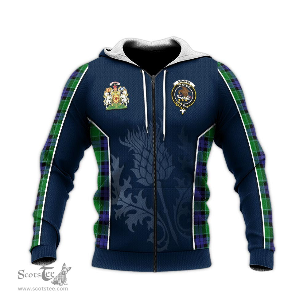 ScotsTee Shop Scottish Graham of Menteith Modern Clan Scottish Crest and Scottish Thistle Sport Tartan Hoodie