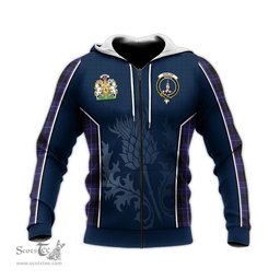 ScotsTee Shop Scottish Dunlop Clan Scottish Crest and Scottish Thistle Sport Tartan Hoodie