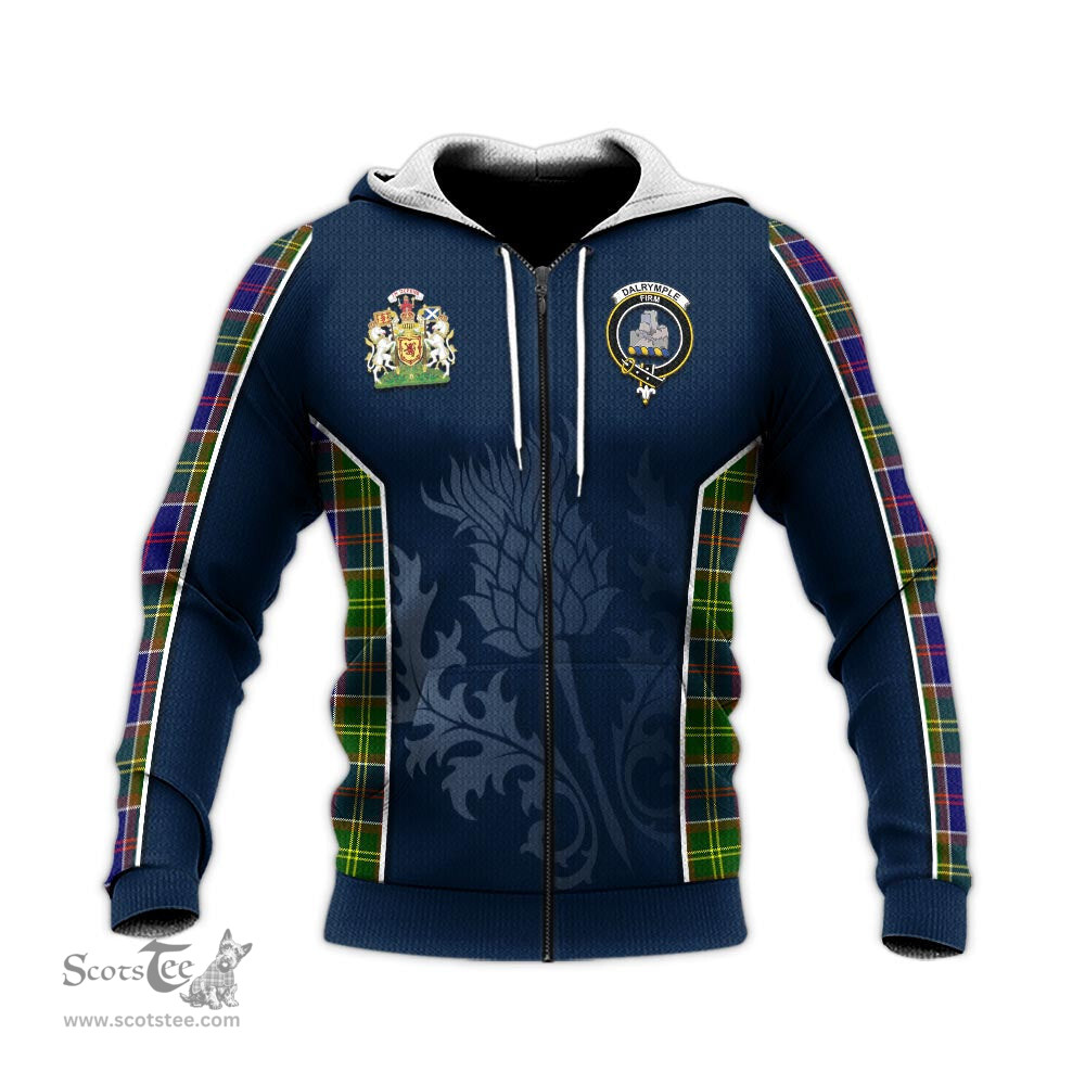 ScotsTee Shop Scottish Dalrymple Clan Scottish Crest and Scottish Thistle Sport Tartan Hoodie
