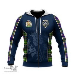 ScotsTee Shop Scottish Dalrymple Clan Scottish Crest and Scottish Thistle Sport Tartan Hoodie