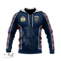 ScotsTee Shop Scottish Crichton Clan Scottish Crest and Scottish Thistle Sport Tartan Hoodie