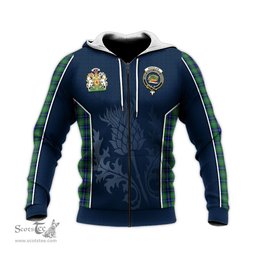 ScotsTee Shop Scottish Douglas Clan Scottish Crest and Scottish Thistle Sport Tartan Hoodie