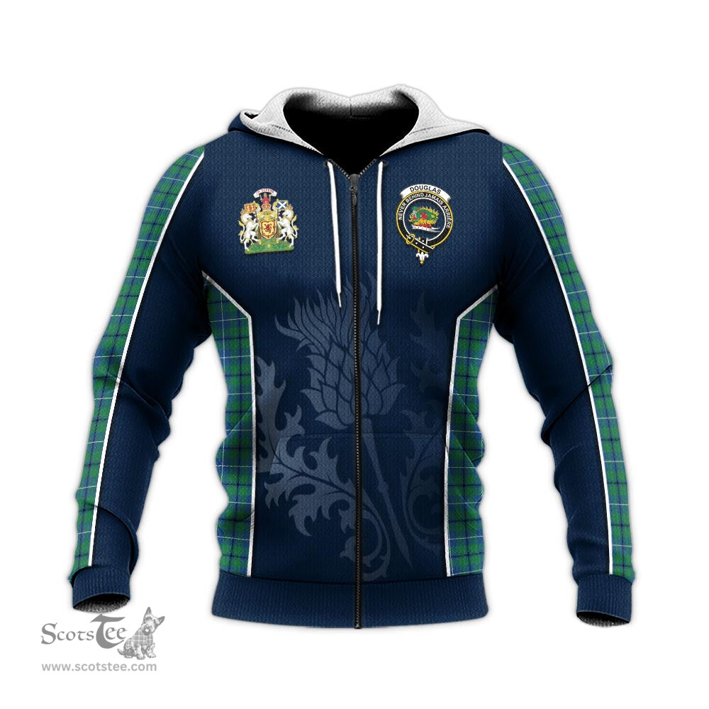 ScotsTee Shop Scottish Douglas Ancient Clan Scottish Crest and Scottish Thistle Sport Tartan Hoodie