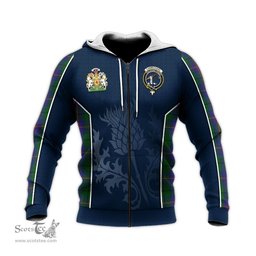 ScotsTee Shop Scottish Carmichael Clan Scottish Crest and Scottish Thistle Sport Tartan Hoodie