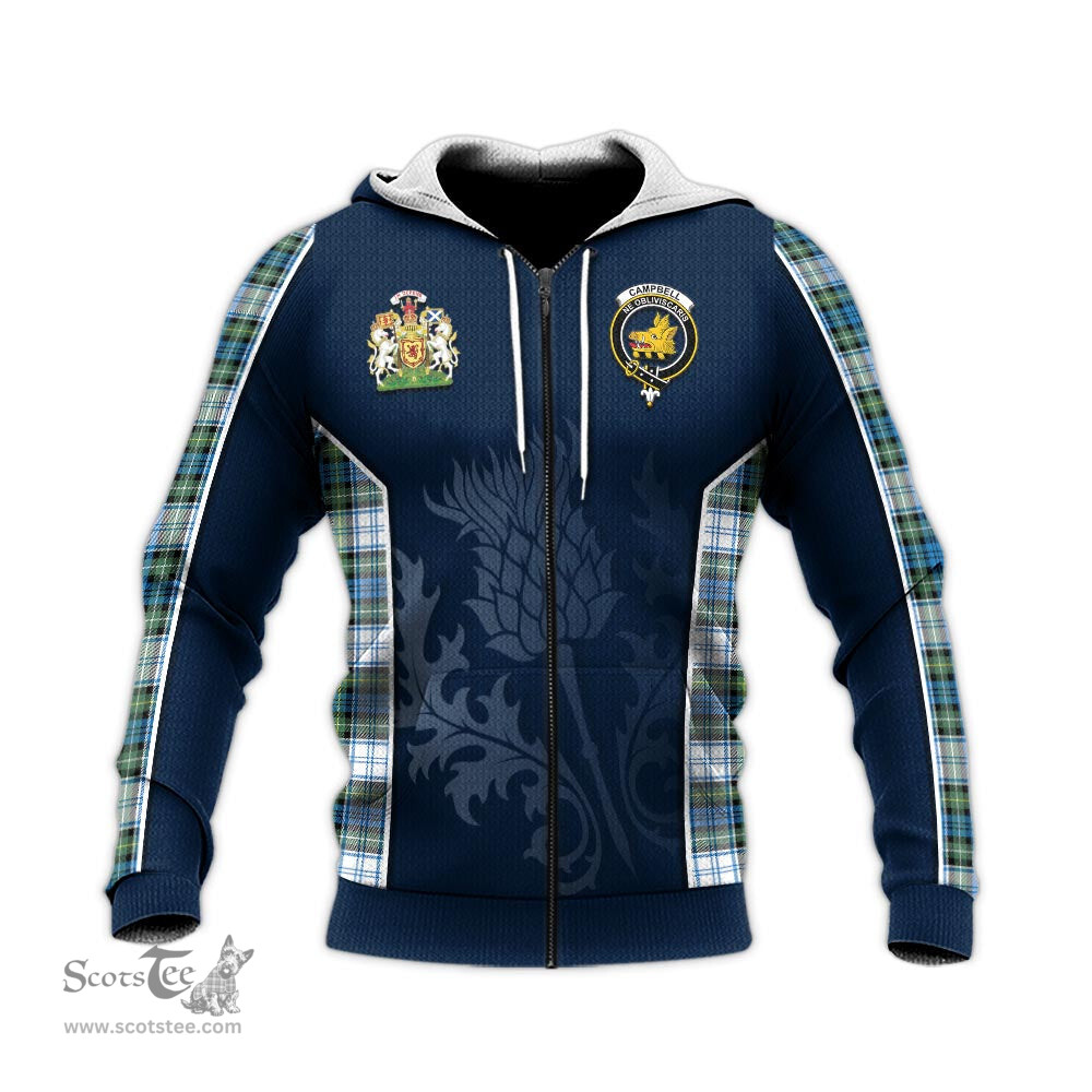 ScotsTee Shop Scottish Campbell Dress Ancient Clan Scottish Crest and Scottish Thistle Sport Tartan Hoodie