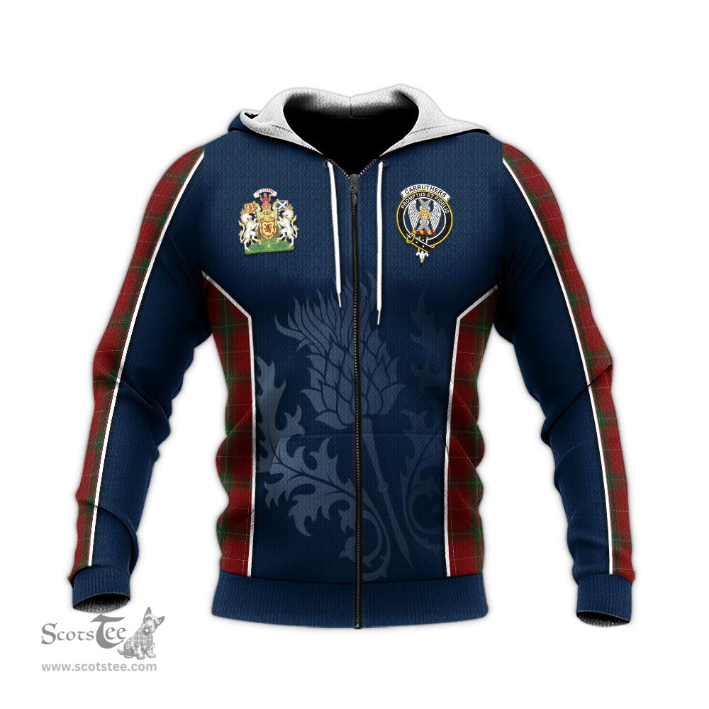 ScotsTee Shop Scottish Carruthers Clan Scottish Crest and Scottish Thistle Sport Tartan Hoodie