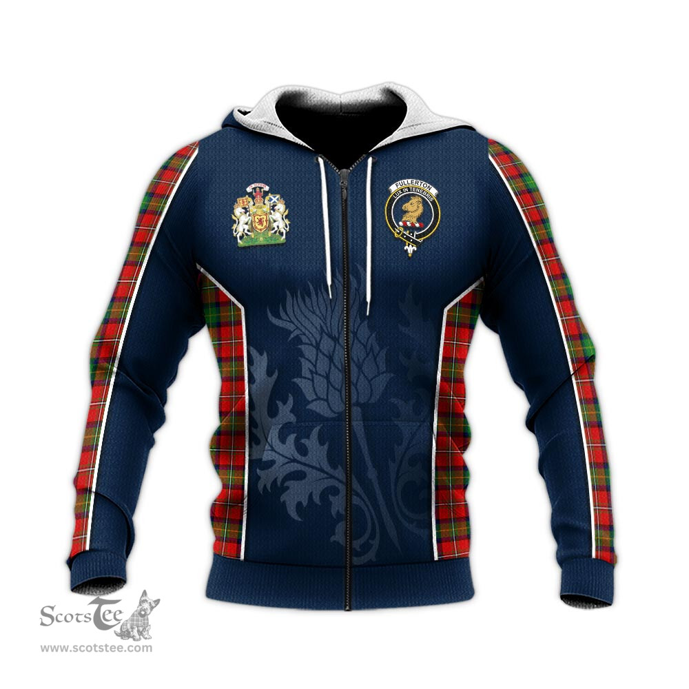 ScotsTee Shop Scottish Fullerton Clan Scottish Crest and Scottish Thistle Sport Tartan Hoodie