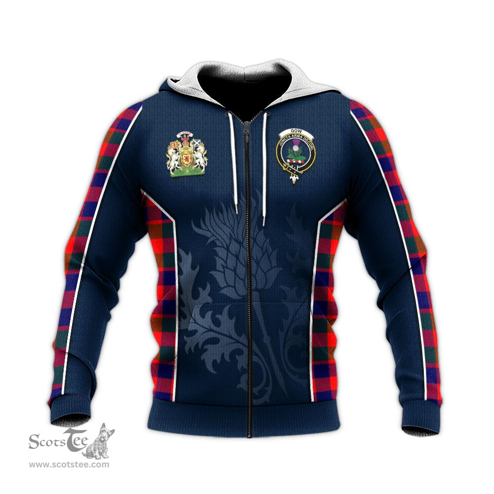 ScotsTee Shop Scottish Gow of Skeoch Clan Scottish Crest and Scottish Thistle Sport Tartan Hoodie