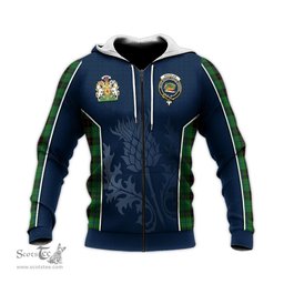 ScotsTee Shop Scottish Douglas Black Clan Scottish Crest and Scottish Thistle Sport Tartan Hoodie