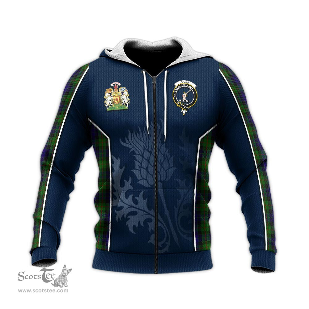 ScotsTee Shop Scottish Gunn Clan Scottish Crest and Scottish Thistle Sport Tartan Hoodie