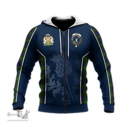 ScotsTee Shop Scottish Gunn Clan Scottish Crest and Scottish Thistle Sport Tartan Hoodie