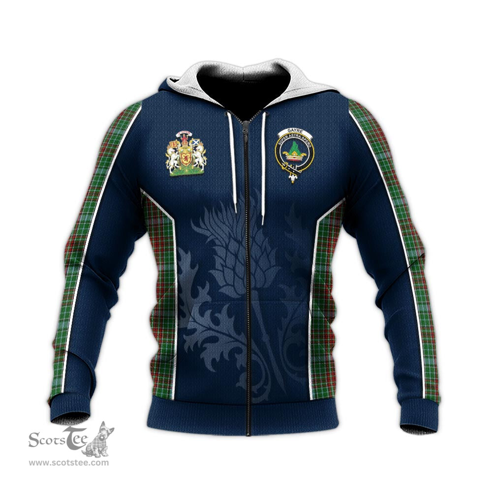 ScotsTee Shop Scottish Gayre Clan Scottish Crest and Scottish Thistle Sport Tartan Hoodie