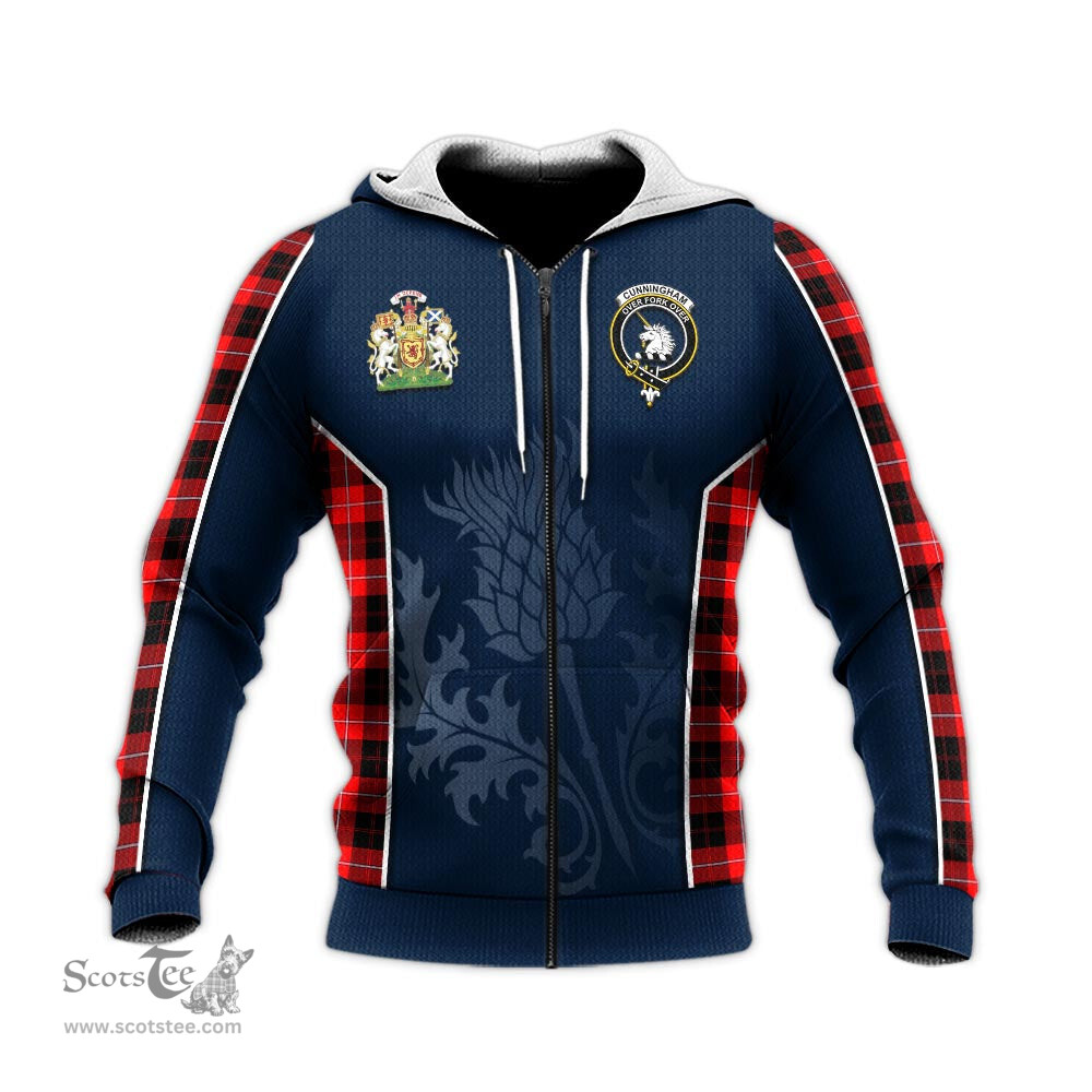 ScotsTee Shop Scottish Cunningham Modern Clan Scottish Crest and Scottish Thistle Sport Tartan Hoodie