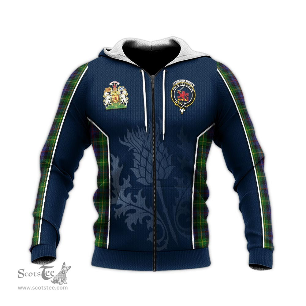 ScotsTee Shop Scottish Farquharson Clan Scottish Crest and Scottish Thistle Sport Tartan Hoodie