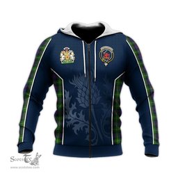 ScotsTee Shop Scottish Farquharson Clan Scottish Crest and Scottish Thistle Sport Tartan Hoodie