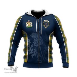 ScotsTee Shop Scottish Fraser Yellow Clan Scottish Crest and Scottish Thistle Sport Tartan Hoodie
