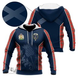 ScotsTee Shop Scottish Fraser Weathered Clan Scottish Crest and Scottish Thistle Sport Tartan Hoodie