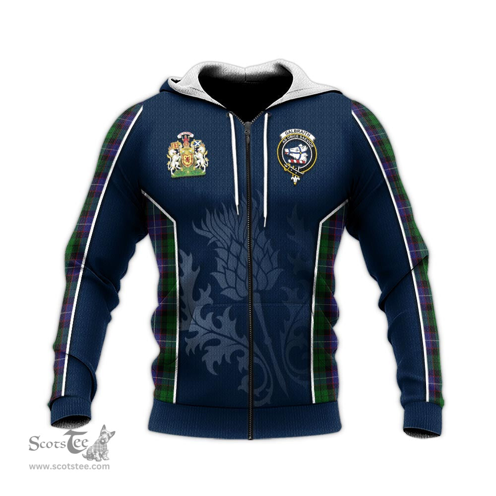 ScotsTee Shop Scottish Galbraith Clan Scottish Crest and Scottish Thistle Sport Tartan Hoodie
