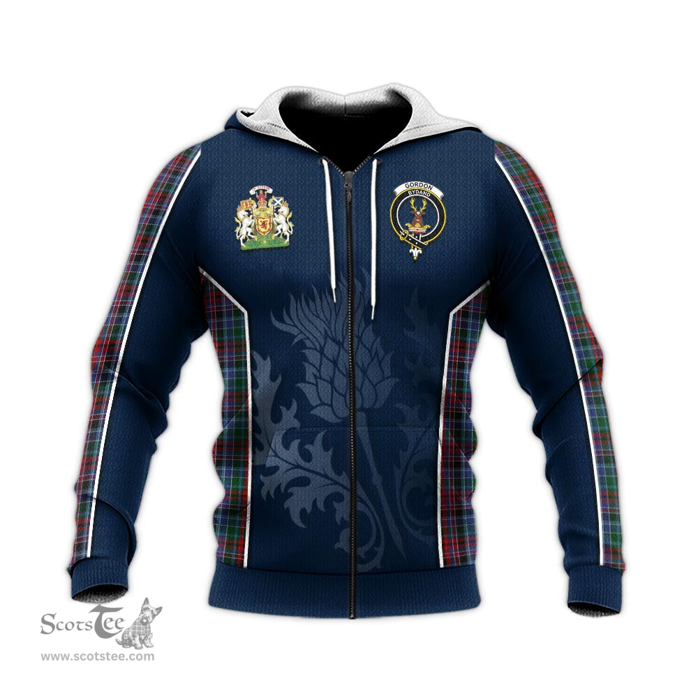 ScotsTee Shop Scottish Gordon Red Clan Scottish Crest and Scottish Thistle Sport Tartan Hoodie