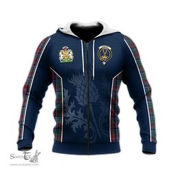 ScotsTee Shop Scottish Gordon Red Clan Scottish Crest and Scottish Thistle Sport Tartan Hoodie