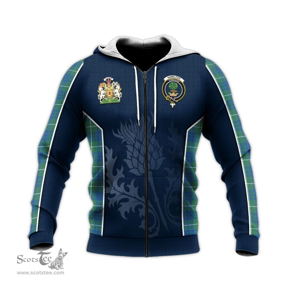 ScotsTee Shop Scottish Hamilton Hunting Ancient Clan Scottish Crest and Scottish Thistle Sport Tartan Hoodie
