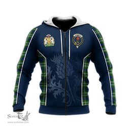 ScotsTee Shop Scottish Learmonth Clan Scottish Crest and Scottish Thistle Sport Tartan Hoodie