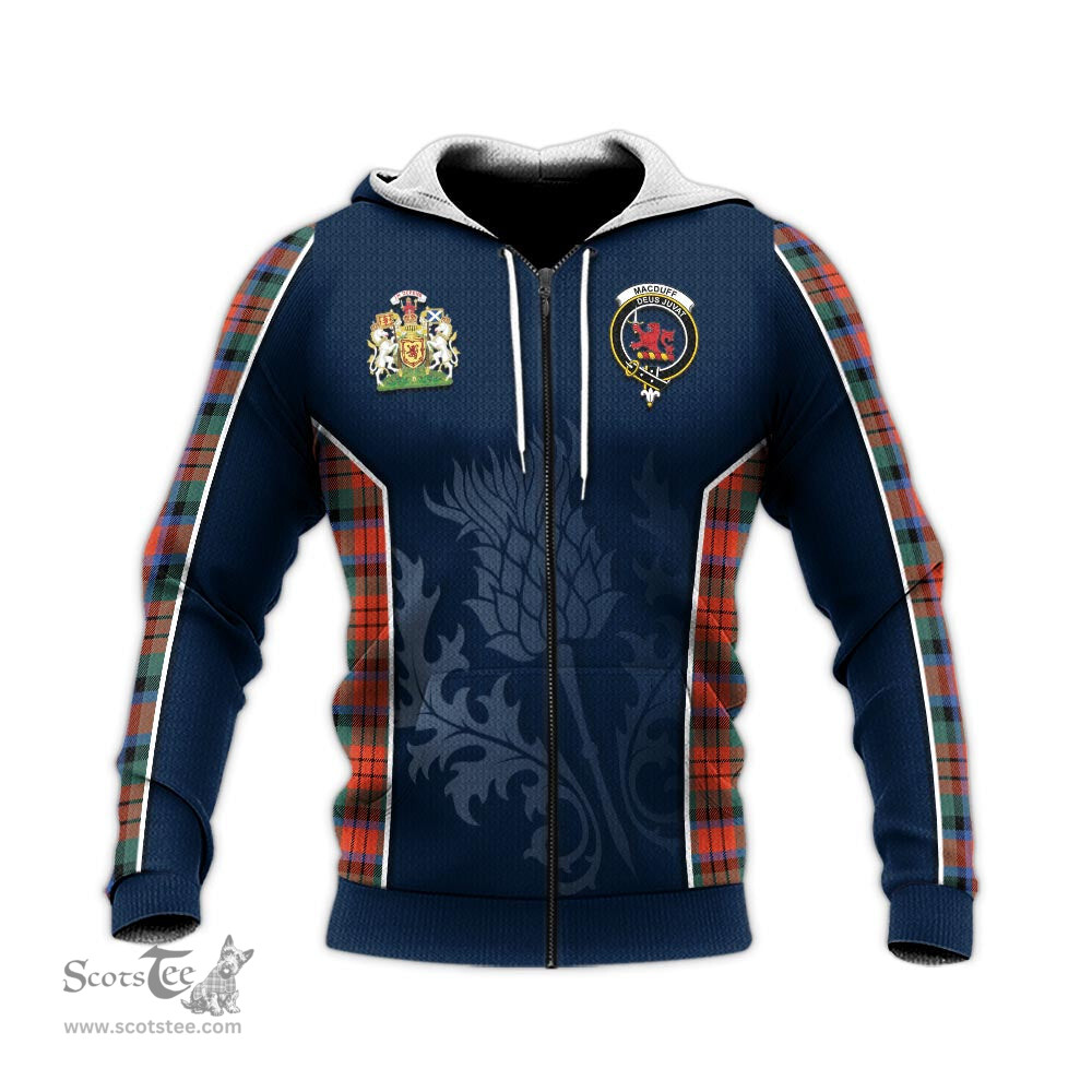 ScotsTee Shop Scottish MacDuff Ancient Clan Scottish Crest and Scottish Thistle Sport Tartan Hoodie