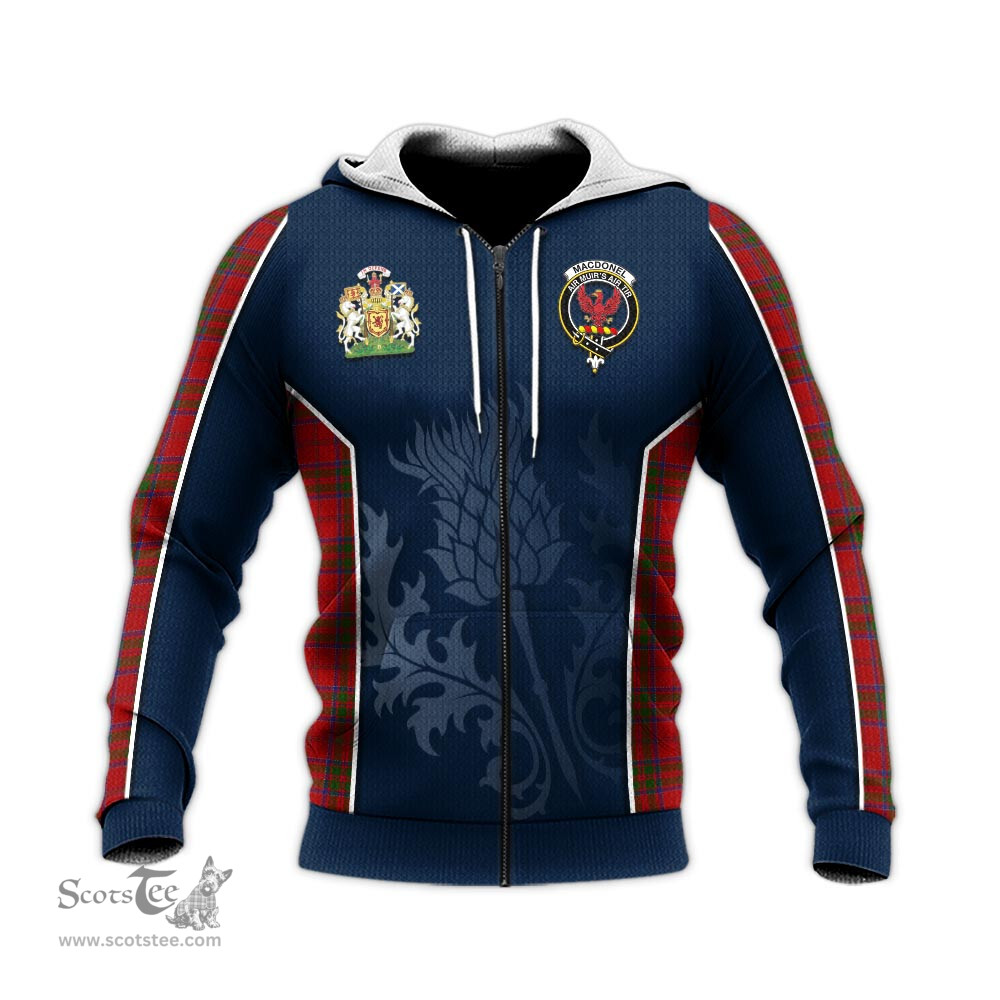 ScotsTee Shop Scottish MacDonell of Keppoch Clan Scottish Crest and Scottish Thistle Sport Tartan Hoodie