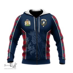 ScotsTee Shop Scottish Lindsay Modern Clan Scottish Crest and Scottish Thistle Sport Tartan Hoodie