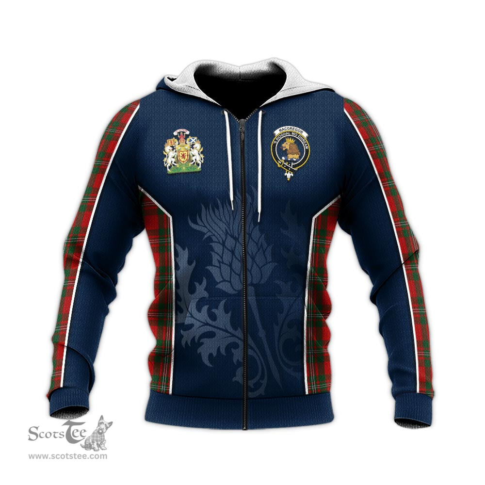 ScotsTee Shop Scottish MacGregor Clan Scottish Crest and Scottish Thistle Sport Tartan Hoodie