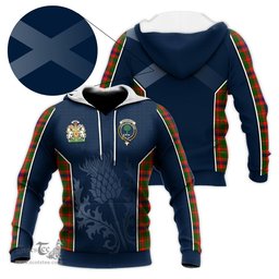 ScotsTee Shop Scottish Kinninmont Clan Scottish Crest and Scottish Thistle Sport Tartan Hoodie